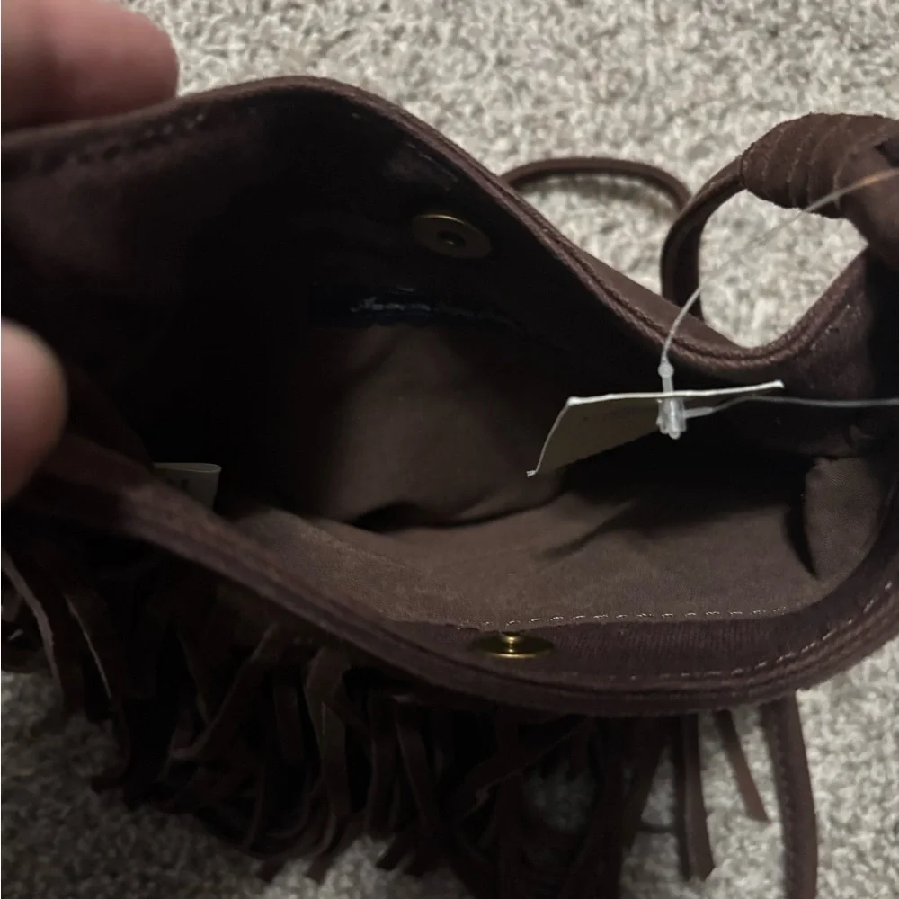 American Eagle Boho Fringe Mini Purse Bag Brown - Picture 5 of 7